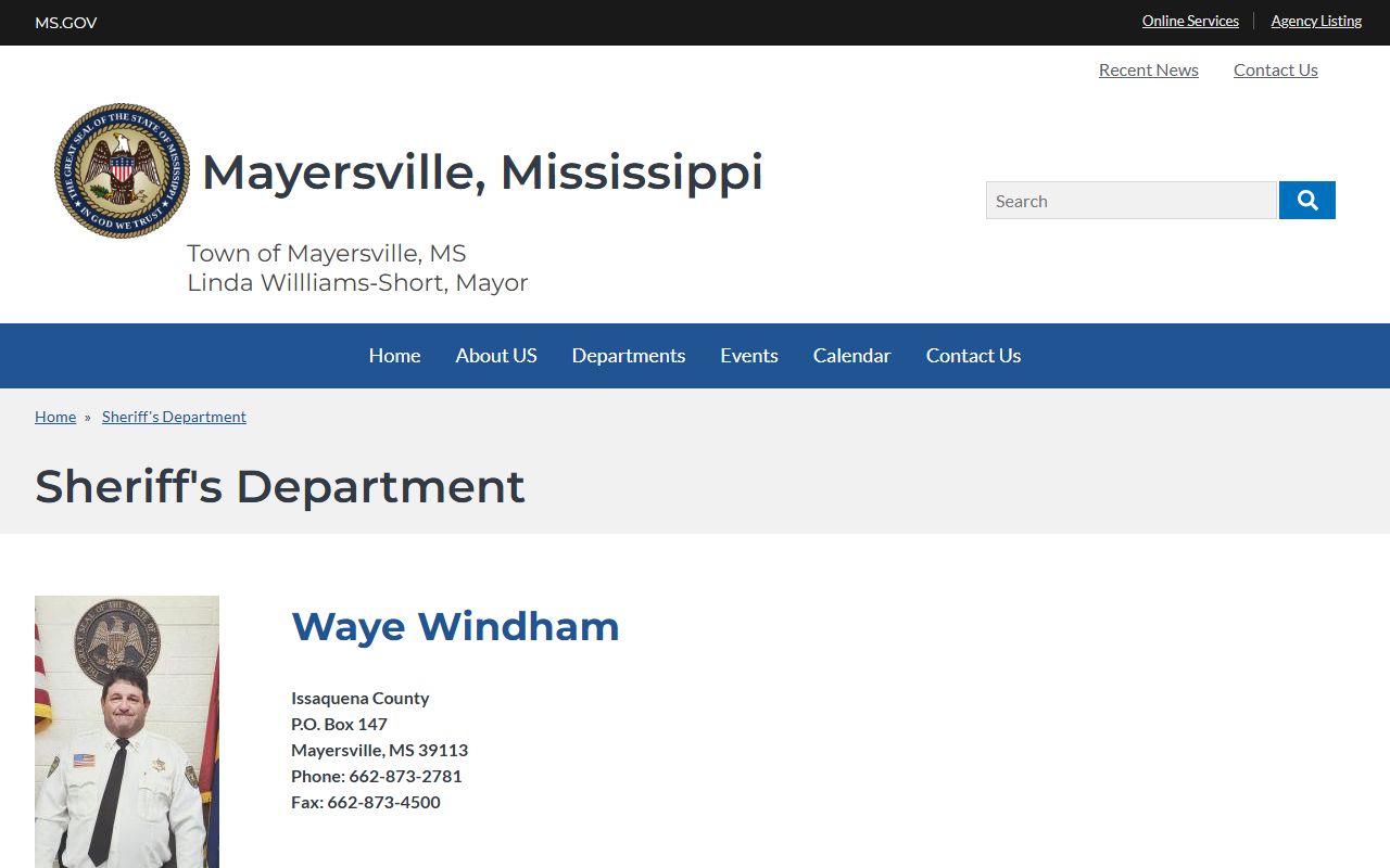 Issaquena County arrest records and booking contacts at the Sheriff's Department