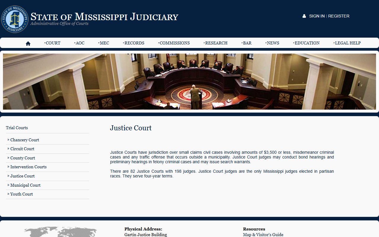 Issaquena County Justice Court jurisdiction below the Circuit Court in Mississippi