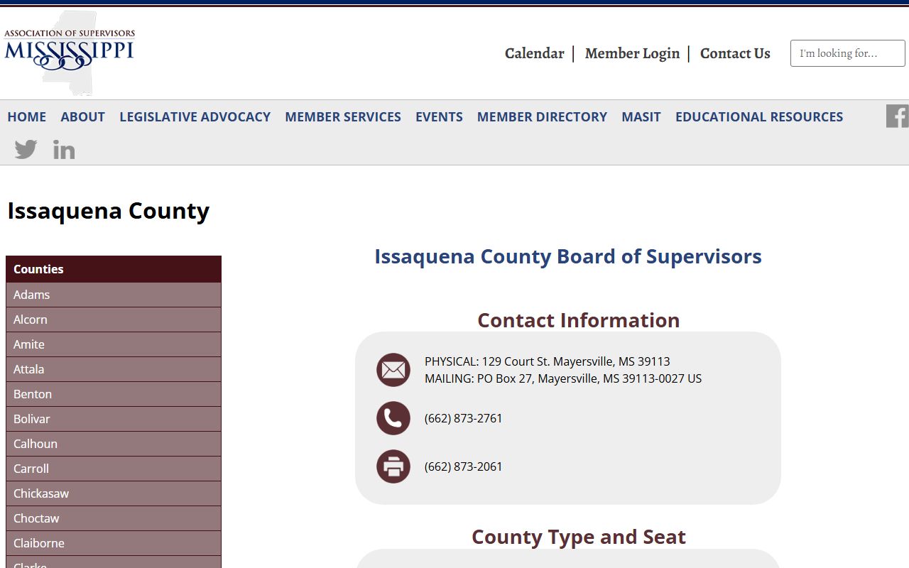 Issaquena County court records and courthouse details on the county supervisors profile