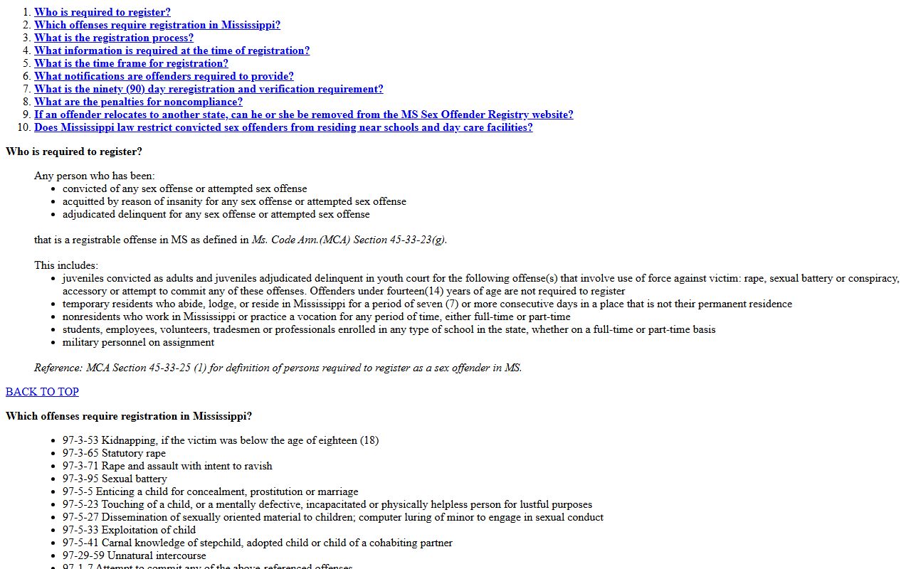 Sex Offender Registry FAQ, not an Issaquena County warrant list